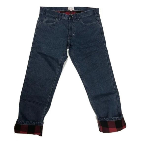 Insulated Gear Carpenter Flannel Lined Denim Blue Work PantsJeans Sz 32/32